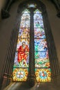 Stained glass window in Sant Joan Baptista Church