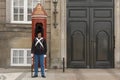 July 9 2018 - Royal Life Guard in front of Amalienborg Palace, Copenhagen, Denmark, Europe