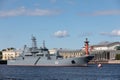 July 21, 2021, Russia, St. Petersburg. Large landing ship BDK Olenegorsky miner 012. parade naval forces on July 25