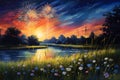 July\'s Radiant Dreamscape: A Night of Sunset Fireworks and Super