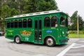 July 20, 2018 San Francisco / CA / USA - Vintage looking San Francisco City Green Tour Bus crossing Golden Gate Park Royalty Free Stock Photo