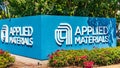 July 24, 2019 Santa Clara / CA / USA - Applied Materials sign posted at the entrance to the Company`s campus in Silicon Valley, Royalty Free Stock Photo