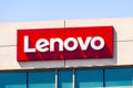 July 29, 2019 Santa Clara / CA / USA - Lenovo Group Limited signage at their headquarters located in Silicon Valley; Lenovo is a