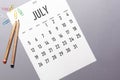 July 2020 simple calendar