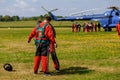 31 July 2022 Skutec, Czech Republic. Preparation of a parachutist to jump from a helicopter.