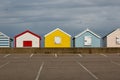 3 July 2023 - Southwold, Suffolk, UK: Brightly coloured beach huts at Southwold