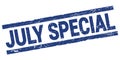 JULY SPECIAL text on blue rectangle stamp sign