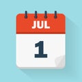 July 1st. Daily calendar icon in vector format. Royalty Free Stock Photo