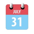 july 31st. Day 31of month,Simple calendar icon on white background. Planning. Time management. Set of calendar icons for web