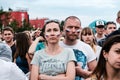 July 1st 2018, Moscow, Russia. Girls Russian supporters celebrate the victory against Spain in FIFA 2018.