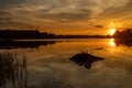 The July sunset over Busse Woods Elk Grove Village Illinois Royalty Free Stock Photo