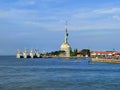 July 13, 2023. Surabaya, East Java, Indonesia. The Jalesveva Jayamahe Monument in Tanjung Perak port features several