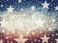 July 4th background or memorial day background with grunge texture, old vintage faded stars with wood grain