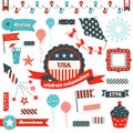July 4th Badges, design elements and clipart Royalty Free Stock Photo