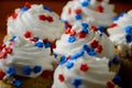 July 4th Celebration Cupcakes with Red and Blue Stars