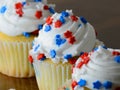 July 4th Celebration Cupcakes with Red and Blue Stars