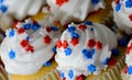 July 4th Celebration Cupcakes with Red and Blue Stars