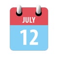 july 12th. Day 12 of month,Simple calendar icon on white background. Planning. Time management. Set of calendar icons for web