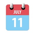 july 11th. Day 11 of month,Simple calendar icon on white background. Planning. Time management. Set of calendar icons for web