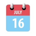 july 16th. Day 16 of month,Simple calendar icon on white background. Planning. Time management. Set of calendar icons for web