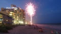 July 4th fire works by the beach. Royalty Free Stock Photo