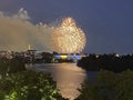 July 4th Fireworks Above the Kennedy Center in Washington DC Royalty Free Stock Photo