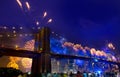 July 4th 2014 fireworks Brooklyn bridge Manhattan Royalty Free Stock Photo
