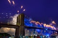 July 4th 2014 fireworks Brooklyn bridge Manhattan Royalty Free Stock Photo