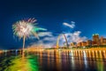 July 4th Fireworks Gateway Arch in Missouri, USA Royalty Free Stock Photo