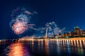 July 4th Fireworks Gateway Arch in Missouri, USA Royalty Free Stock Photo