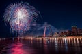 July 4th Fireworks Gateway Arch in Missouri, USA Royalty Free Stock Photo