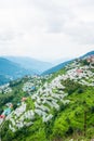 July 19th 2022 Himachal Pradesh India. Farmers in Himachal using anti-hail nets to protect apple groves or an orchard. Step hill Royalty Free Stock Photo