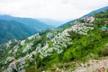 July 19th 2022 Himachal Pradesh India. Farmers in Himachal using anti-hail nets to protect apple groves or an orchard. Step hill