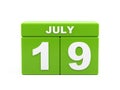 July 19th. Image of july 19, calendar on white background. 3d Royalty Free Stock Photo