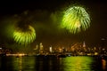 July 4th Independence day fireworks show with skyline over Hudson River Royalty Free Stock Photo