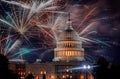 July 4th Independence day show cheerful fireworks display on the U.S. Capitol Building in Washington DC USA Royalty Free Stock Photo