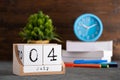 July 04th. July 04 wooden cube calendar Royalty Free Stock Photo