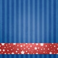 July 4th, memorial day, or veterans day background Red white and blue patriotic background with white stars on red stripe or ribbo Royalty Free Stock Photo