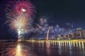 July 4th USA independence celebration fireworks, ST Louis Arch Grounds Royalty Free Stock Photo