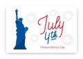 July 4th. USA Independence Day background design. Banner layout with July 4th lettering, Statue of Liberty and fireworks Royalty Free Stock Photo