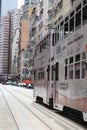 1 July 2020 Tram in Hong Kong Island. at sheung wan Royalty Free Stock Photo