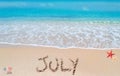 July on a tropical beach Royalty Free Stock Photo