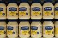 Hellmans mayonnaise spread in jars on supermarket shelves Royalty Free Stock Photo