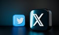 July, 2023. Twitter new logo as X.com black icon 3D Illustration