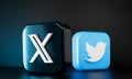 July, 2023. Twitter new logo as X.com black icon 3D Illustration