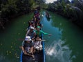27 July 2022 - Ujung Kulon, Banten, West Java, Indonesia. Explore the river by canoe at the end of Kulon National Park Royalty Free Stock Photo