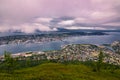 July 31, 2015: View of Tromso at the top of mount Storsteinen, Norway Royalty Free Stock Photo