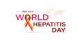 28 july world hepatitis day. Red, yellow ribbon. vector illustration. Medical solidarity day concept.