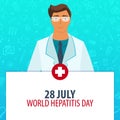 28 July. World Hepatits Day. Medical holiday. Vector medicine illustration.