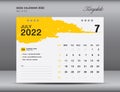 Desk calender 2022 design, July month template, Calendar 2022 template, planner, simple, Wall calendar design, calendar 2022